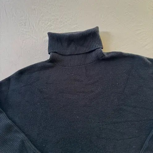 Oversized Turtleneck Tunic Sweater Blue