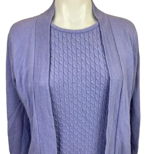 Bromley Vintage Purple Faux Cardigan Sweater Pullover Connected 2 piece set Top Size 8
