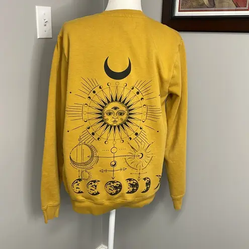 Blind Rooster unisex crewneck sweatshirt Size Medium Mustard yellow Astrology Orange