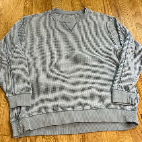 Aerie  Blue Waffle Crewneck Sweatshirt Sz M