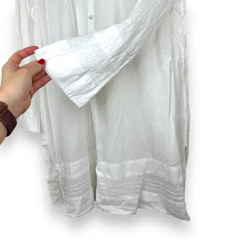 Donna Karan  Sleepwear White Babydoll Button Down Cotton Sleep Nightgown XS