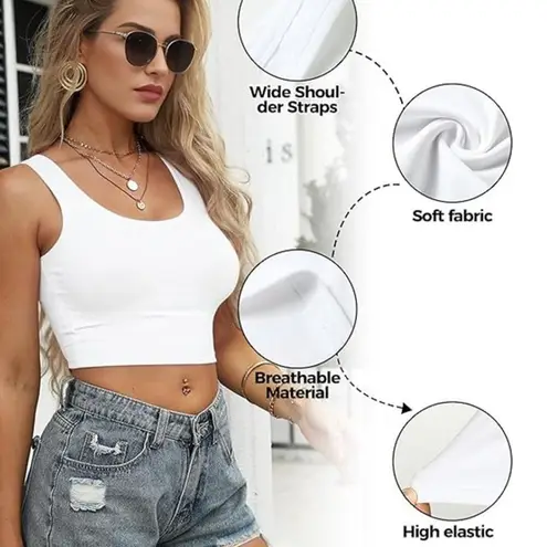 NWT ~ Set/2 Crop Sleeveless White & Light Pink Cotton Tank Tops ~ Women's SMALL