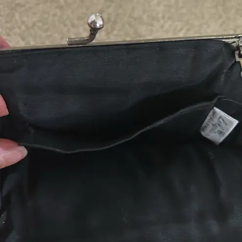 Vintage La Regale Black and Silver Beaded Clutch