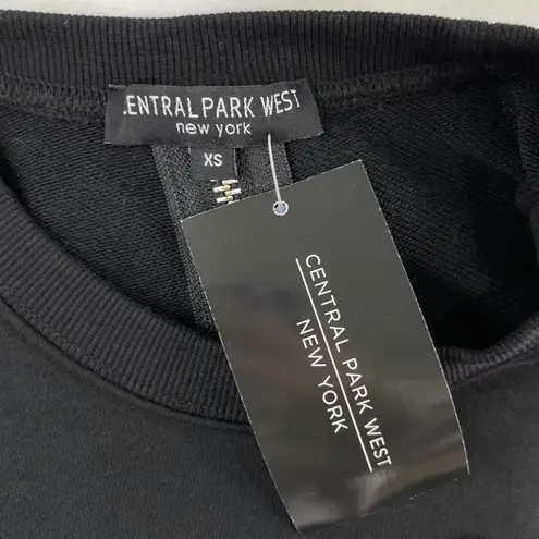 Central Park West New Distressed Cold Shoulder Zip Back Los Feliz Sweatshirt Black