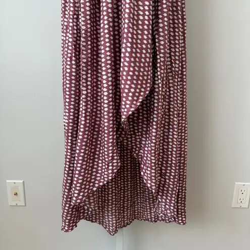Tiare Hawaii Maxi Dress Smocked Tiered Ruffle Sleeve Burgundy sz One Size NWOT