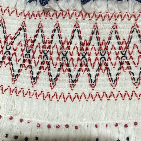 Free People Lip Smocking Good Layered Beaded & Smocked Mini Skirt Medium