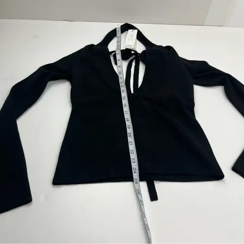 Monse Bikini Long Sleeve Knit Top Womens Size Small Merino Wool Blend NEW Black