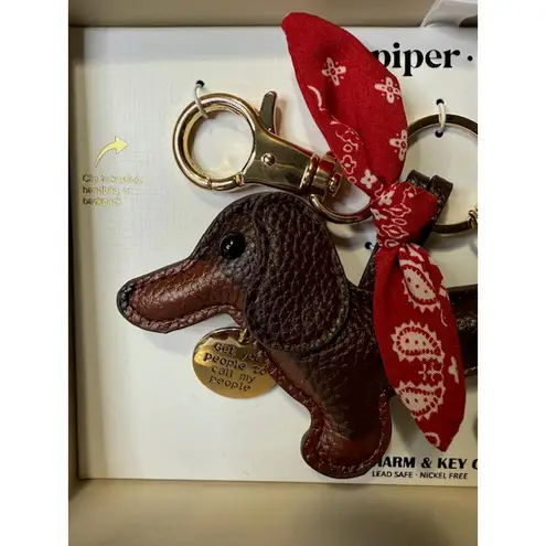 Piper K Dachshund Dog Charm Keychain Gift Set w/ Bandana Bone & Tennis Ball NIB Brown