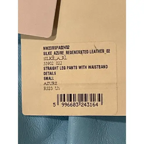 Nanushka Silke Pants in Azure Small New Womens Vegan Faux leather Blue Trousers