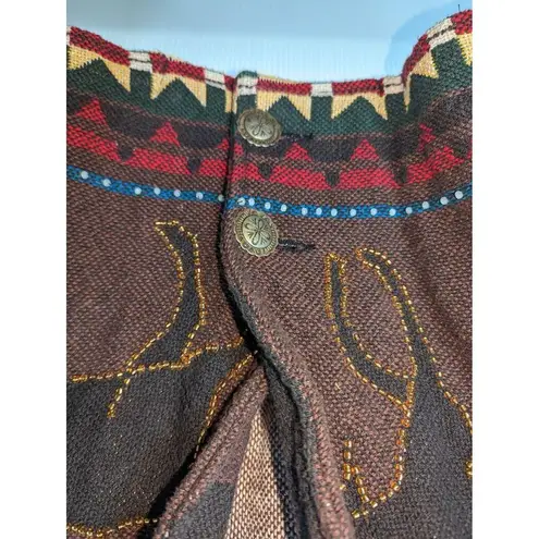 Vintage Painted Pony Moose Bear Coyote Print Cropped Tapestry Jacket Beaded Size undefined