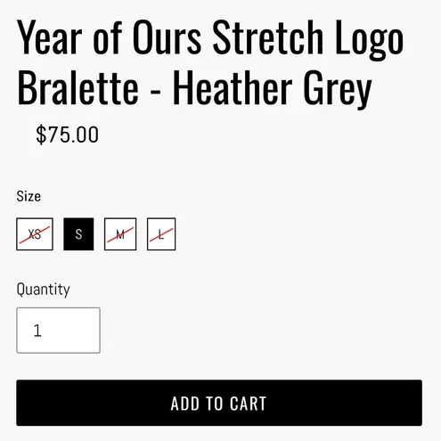 EUC Year of Ours Heather Grey Stretch Logo Bralette Sz L Sports Bra Sold Out Gray Size L