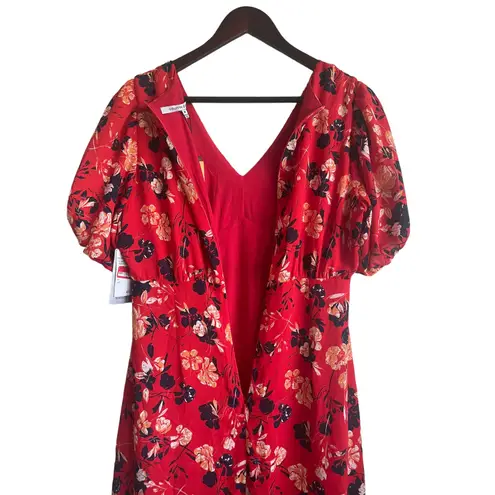 Collective Concepts Women Maxi Dress M Red Floral High Waist Cottagecore Boho