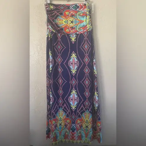 Winwin Convertible Maxi Skirt / Strapless Dress Multicolor Paisley Floral L-XL
