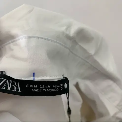 ZARA  CONTRASTING SHIRT DRESS - CAMEL/WHITE SZ M NWT