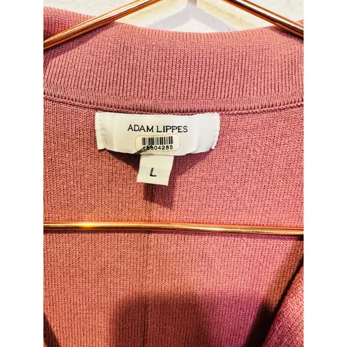 ADAM LIPPES COLLECTIVE Pink Knit Collared Neckline Tie Waist Dress Size Large