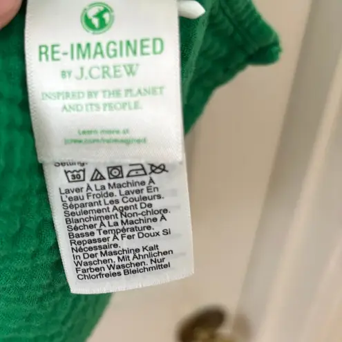 J Crew Gauze V Neck Pullover Top Kelly Green Textured Cotton M Size M