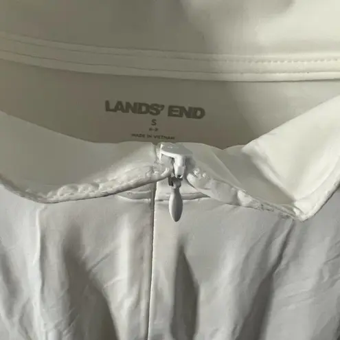 Lands'End Women's  Swim Zip Shirt, White Size S