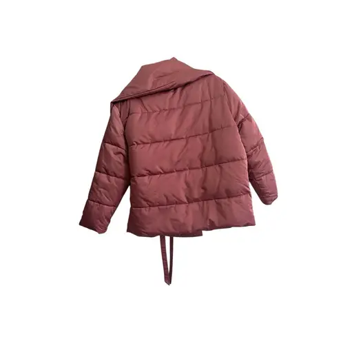 Avec Les Filles NWT Dark Pink Belted Puffer Jacket Size Small