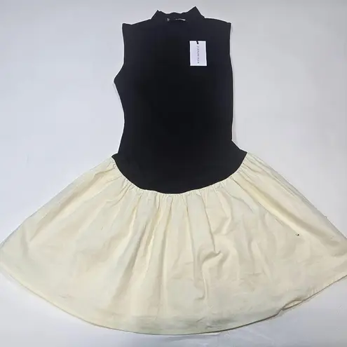 We Wore What Mockneck Dress in Black & Ivory