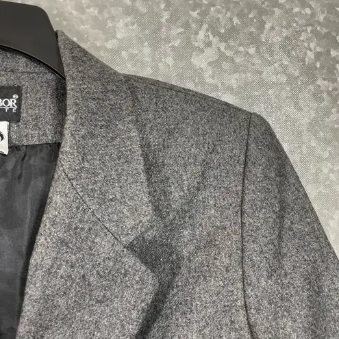 Sag Harbor Petite Women's Gray Academia Blazer Elbow Patches - Size 8P - Wool