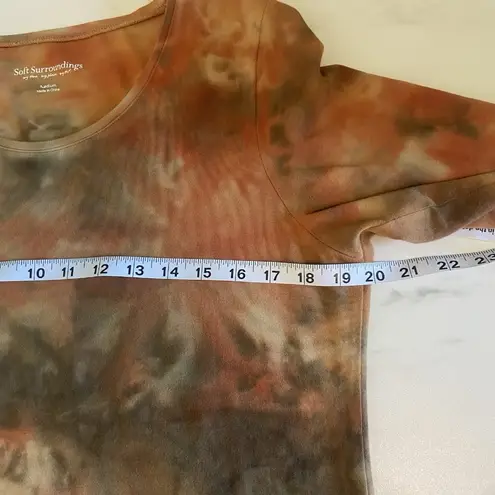 Soft Surroundings Mini Dress Tunic Top M Women Orange Brown Fall Tie Dye Jersey