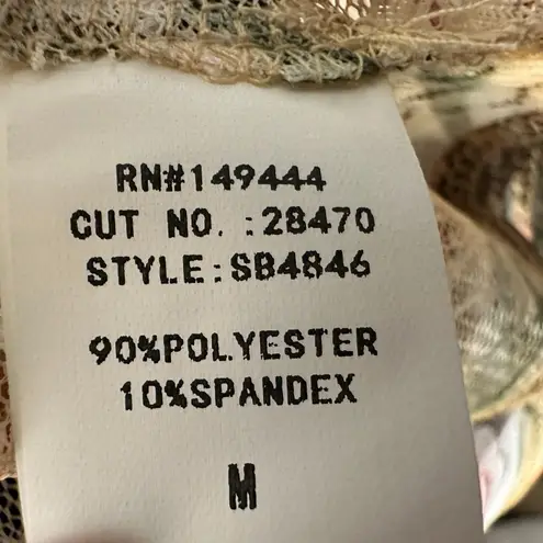 Ember Sheer Tropical Tie Front Oversized Topper Layer Blouse Medium NEW