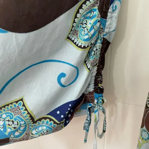 Gap Maternity Long Sleeve Tunic Top Cotton Blue Brown Floral Y2K ~ Size M