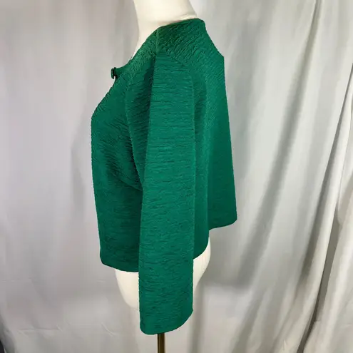 Ny Collection Emerald Green Textured Button Front Jacket Size 14 Career New