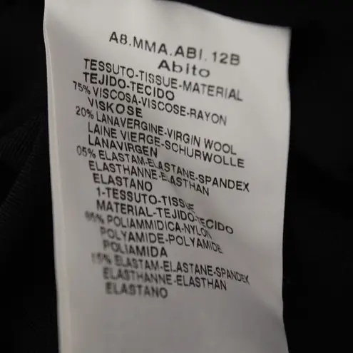 Max Mara Wool Silk Satin Sheath Dress Short Sleeves Black Italy Size 42 US 8