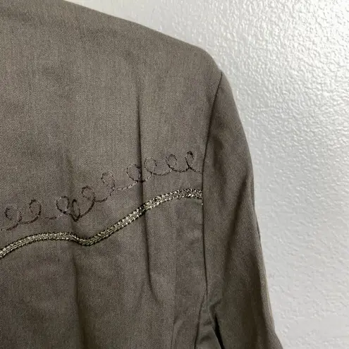 Vintage Scully Womens Western Shirt Medium Brown Pearl Snap Chainstitch Cowgirl