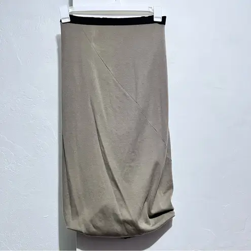 Elegant Beige Pencil Skirt Vulin cotton spandex bias midi skirt Tan Size XS