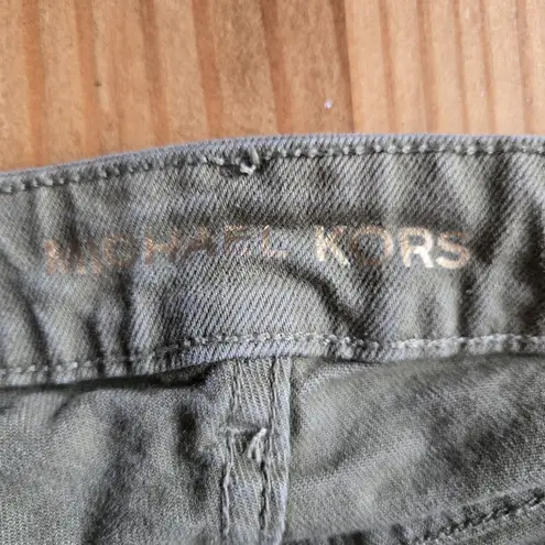 Michael Kors  Olive Green Flare Jeans Women Size 6 Stretch Mid Rise Pants Vintage