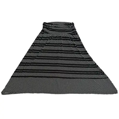 Apt. 9  Skirt Large Black White Polka Dot Polyester Spandex Midi Handkerchief Hem