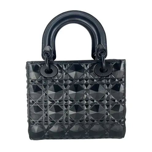 Christian Dior Dior My ABCDior Lady Dior Bag Diamond Motif Cannage Calfskin Small - Black