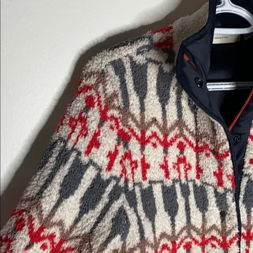 Sleeping on Snow fair isle paneled Sherpa jacket Size S Black