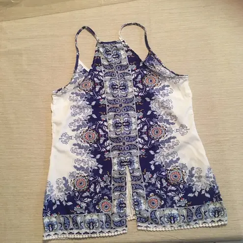 Japna  paisley and floral blue on white tan…
