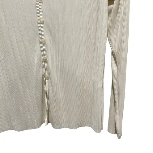 Cyrus Pleated Button Down Collared Shirt Ivory White Women’s Size Medium