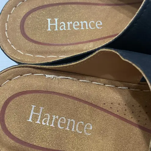 HARENCE Black Wo Shoes SIZE 8 (39) comfort slip on sandal hook loop close CLEAN - Image 4