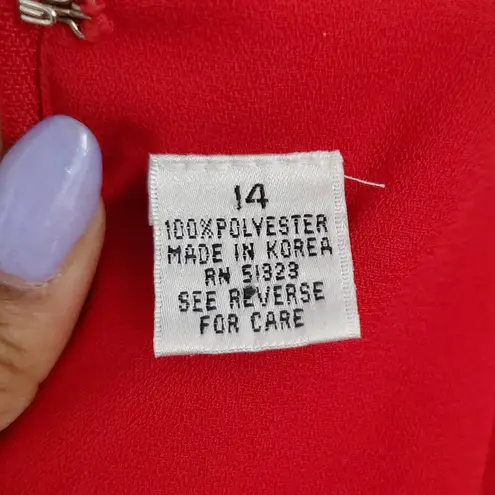 Ms Chaus Vintage Red Long Sleeve Pleated Sheath Midi Dress 14