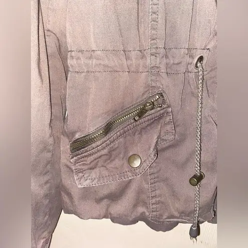 Ashley by 26 International Army Green Cargo Jacket with Drawstring & Hood