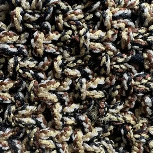 Vintage Macramé Thick Crochet Style Bamboo Handel Jute Bag Beachy Boho Hippie