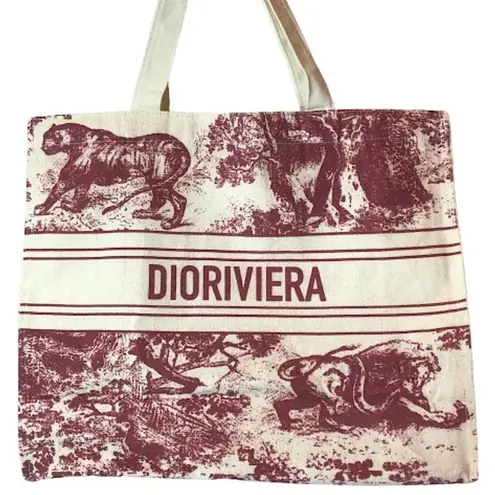 Christian Dior  Canvas Tote Bag Burgundy and Cream - New In Package thumbnail 1