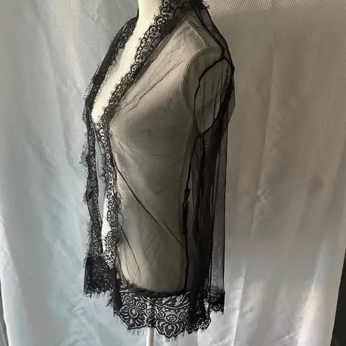 Chic Black Lace Women's Robe Size M