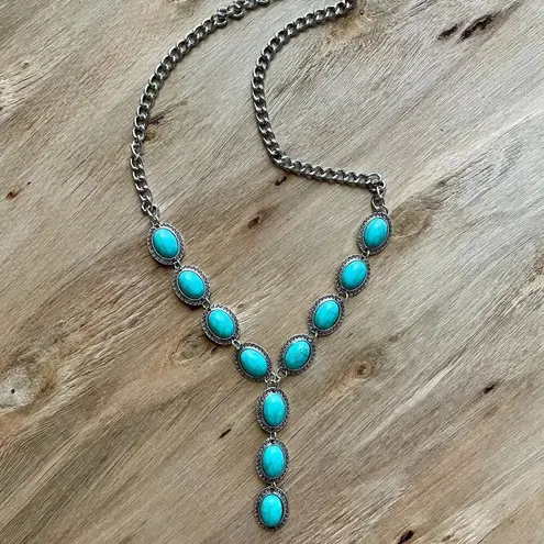 Red Saguaro Trading Post Faux Turquoise Concho Lariat Necklace