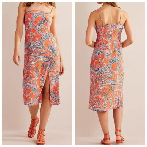 Boden Column Cami Midi Dress in Orange Jelly Paradise Pop Size 4