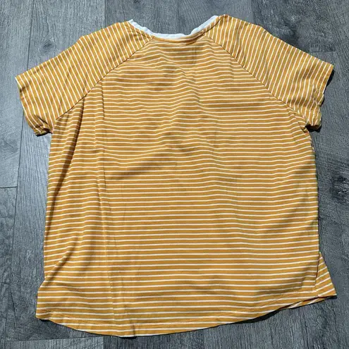 Tommy Hilfiger  Women's mustard Yellow stripes v neck sport large athlete