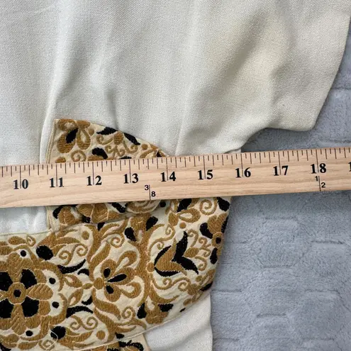 Mr Mort Vintage 1960s Ivory Gold Embroidered Sheath Dress Sz 12 Modern Sz 4/6 Brown