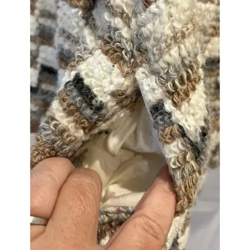 Donnkenny Jacket Women’s 12 Gray Beige Wool Blend Boucle Lined DK‎ Gold