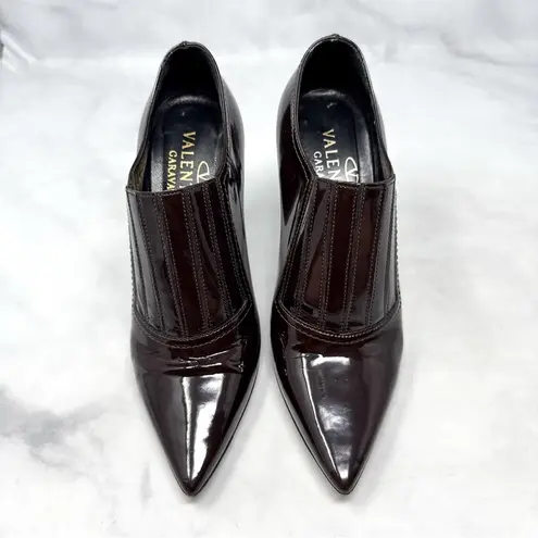 Valentino Garavani Vintage Patent Leather Pointed Toe Ankle Boots Booties Brown Size 6