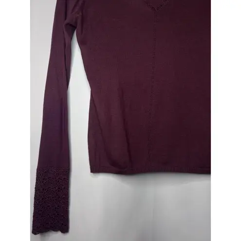 The Limited  Sweater Women's Medium Maroon Silk Cashmere Long Sleeve Minimalist